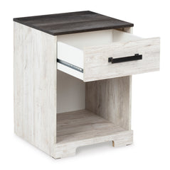 Whitewash/Charcoal Gray Nightstand