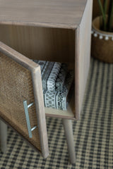 28"Tall Storage Nightstand with Grey Finished Surface Bohemian Handicraft Bedside Table