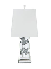 Silver Shade Table Lamp, Mirrored & Faux Diamonds