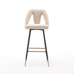 Contemporary Velvet Upholstered Connor 28" Bar Stool & Counter Stools - Set of 2 (Beige)
