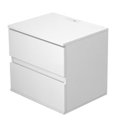 Nightstand with 2 Drawers, USB Charging Ports and Remote Control LED Light - White