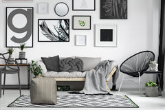 Med Taupe Stripes Indoor/Outdoor Pouf