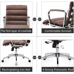Modern Swivel Office Desk Chair Luxury Executive Boss Ergonomic Computer Chair - Antique Brown