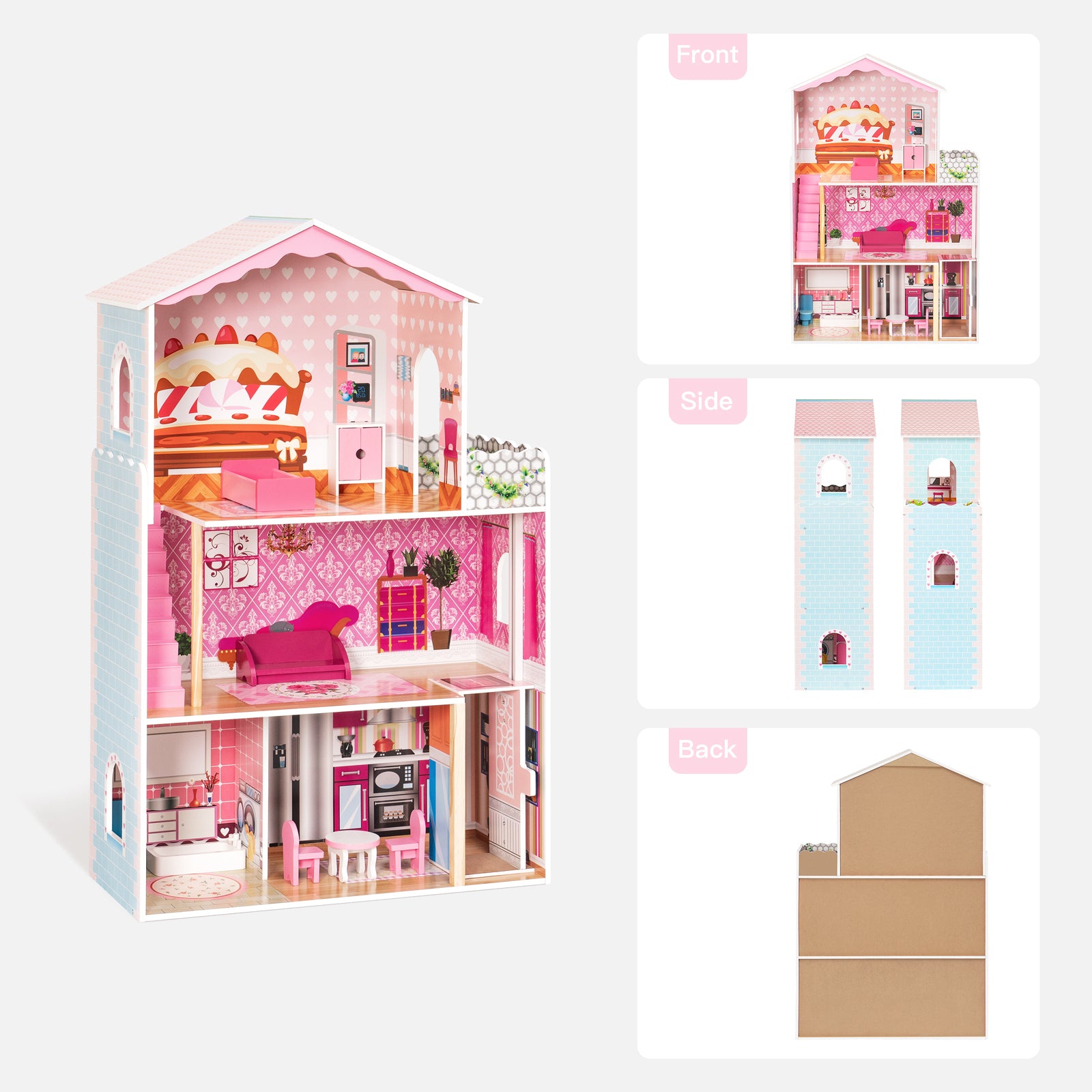 Dreamy Wooden Dollhouse, Gift for kids