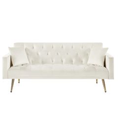 Convertible Folding Futon Sofa Bed, Sleeper Sofa Couch for Compact Living Space - Cream White