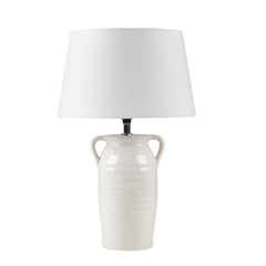 Everly Ceramic Table Lamp with Handles - White