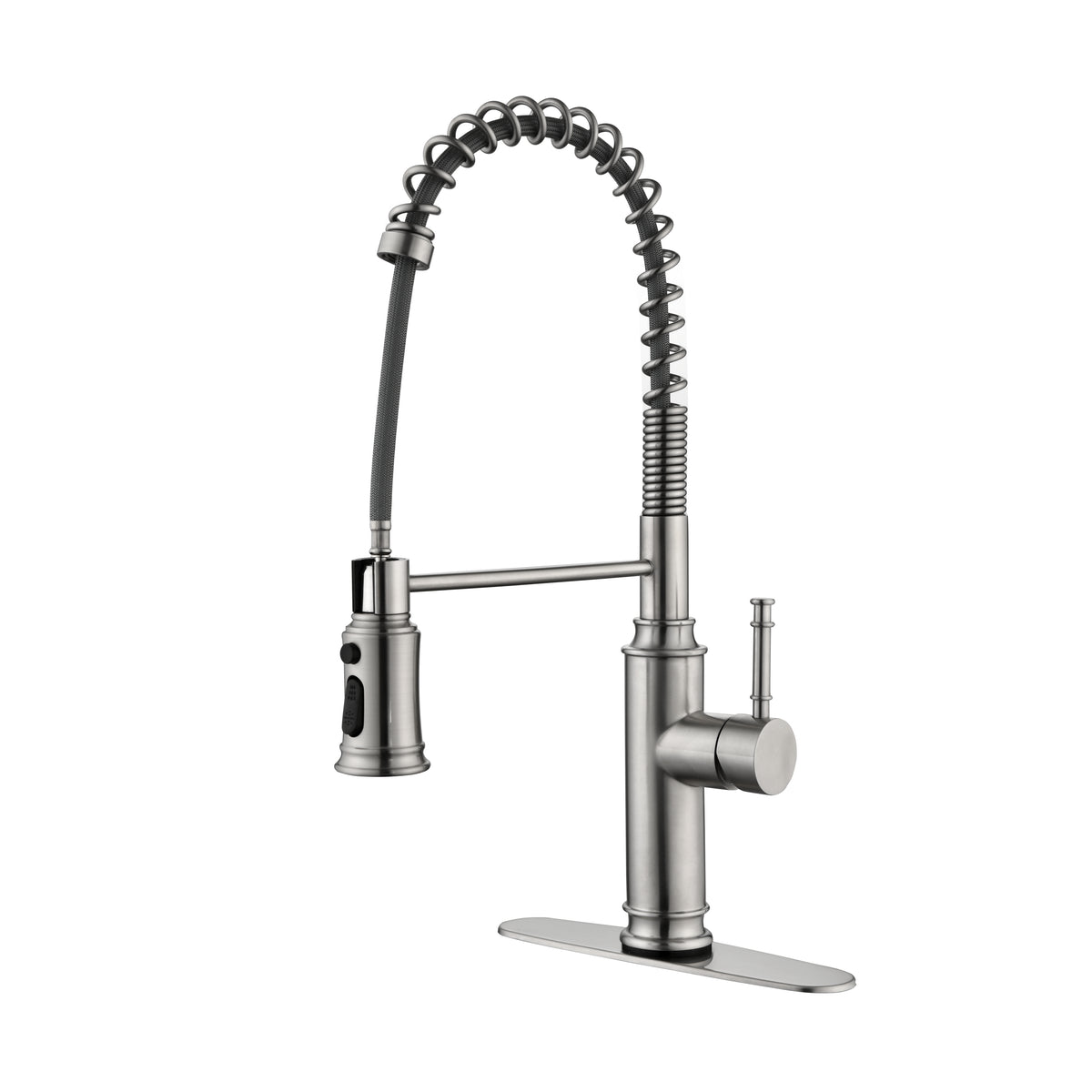 Single Handle Single Lever Pull Down Sprayer Spring Kitchen Sink Faucet - Brushed Nickel