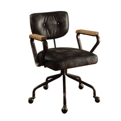 Vintage Office Chair, Top Grain Leather - Black
