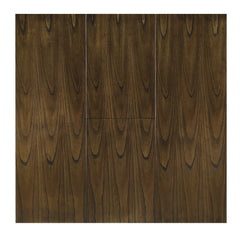 Brown Finish Dining Table with Lower Display Shelf and Extension Leaf Mindy Veneer Wood Dining Room Furniture