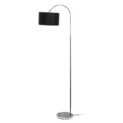 Arched Brushed Nickel Floor Lamp - Black Shade