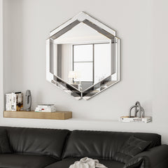 Wall-Mounted Silver Decorative Round Mirror 28x31.5"