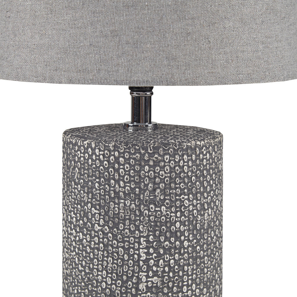 Grey Embossed Ceramic Table Lamp