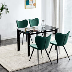 Modern Velvet Dining Chairs with Metal Legs (Set of 2) - Green