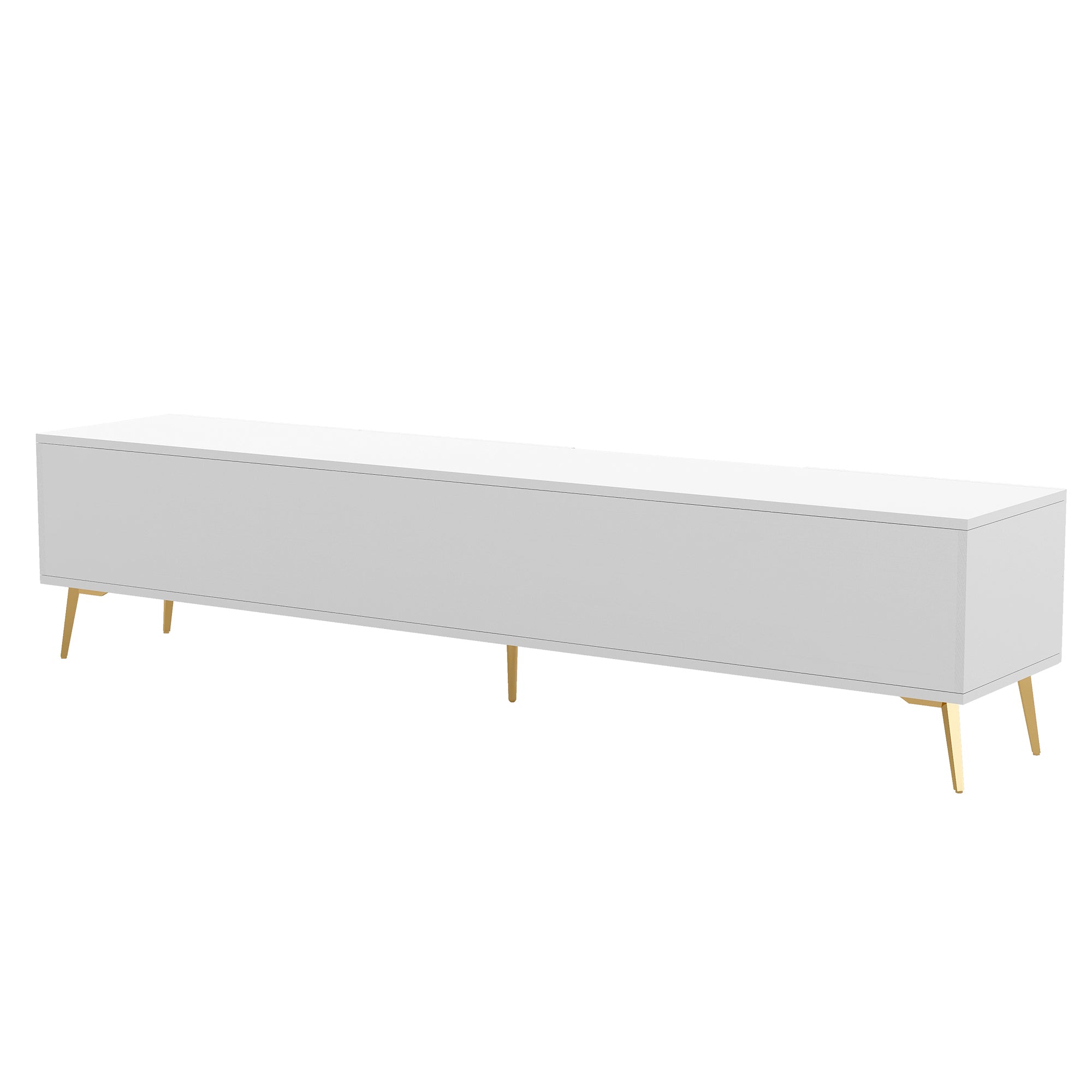 Modern TV Stand with 5 Champagne legs for TVS up to 77" - White