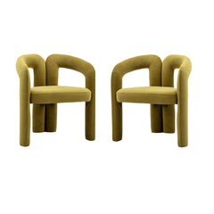 Contemporary Designed Fabric Upholstered Accent/Dining Chair /Barrel Side (Set of 2) - Olive
