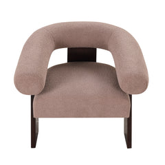 The Curved Wishbone Frame Accent Chair Teddy Velvet - Light Brown