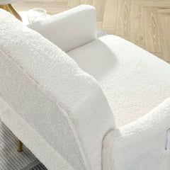 30 "W Modern Chesterfield Tufted Upholstered Chair with Deep Buttons - White Teddy