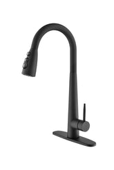 Single Handle Copper Kitchen Faucet - Matte Black