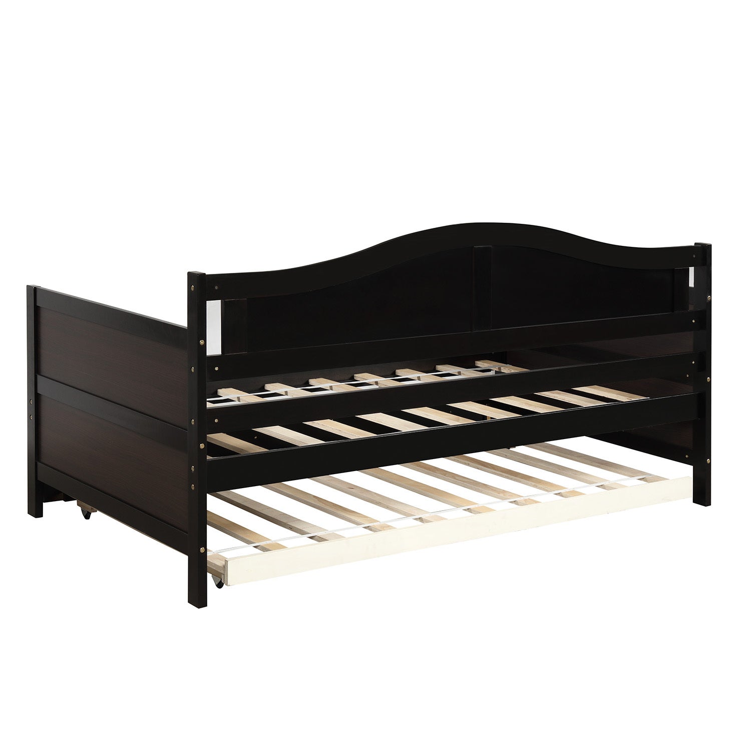 Twin Wooden Daybed with Trundle Bed - Espresso