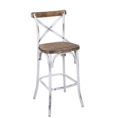 Parisian Bistro Style Bar Chair (1Pc) - Antique White & Antique Oak