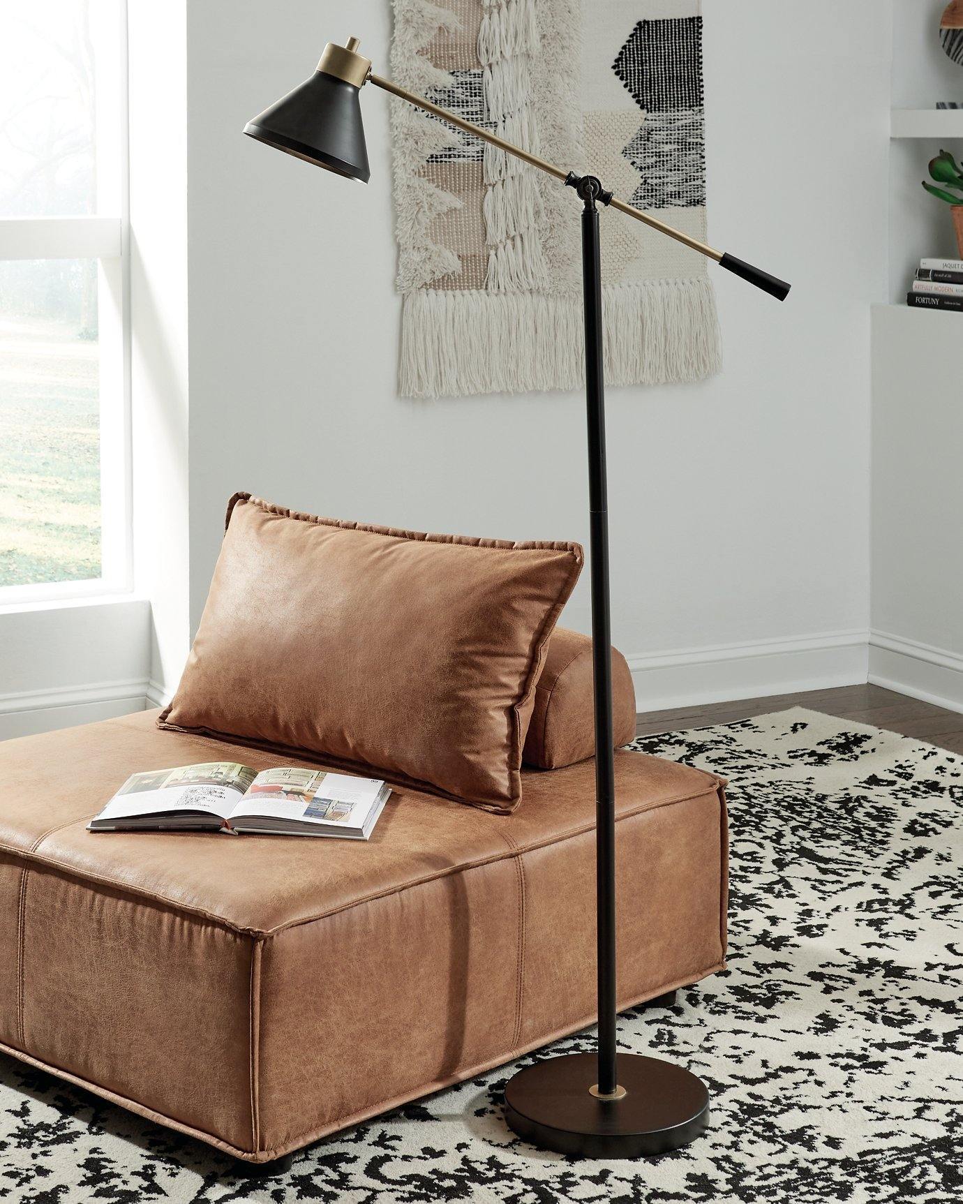Black+Gold Finish Contemporary Floor Lamp