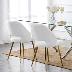Modern Teddy Velvet Dining Chairs (Set of 2) - White
