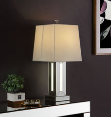 Glam Table Lamp, Mirrored & Faux Stones