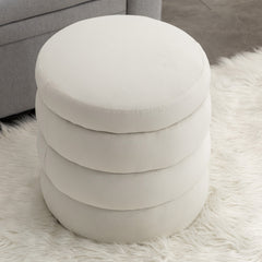 Soft Velvet Round Ottoman Footrest Stool