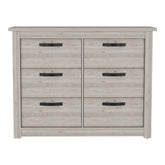 6 Drawer Double Dresser - Light Gray