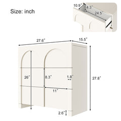 Modern Style Three-Drawer Chest Sideboard Cabinet Ample Storage Spaces - Half Gloss White