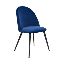 Dining Chairs with Metal Black Legs (Set of 4) - Navy Blue Velvet