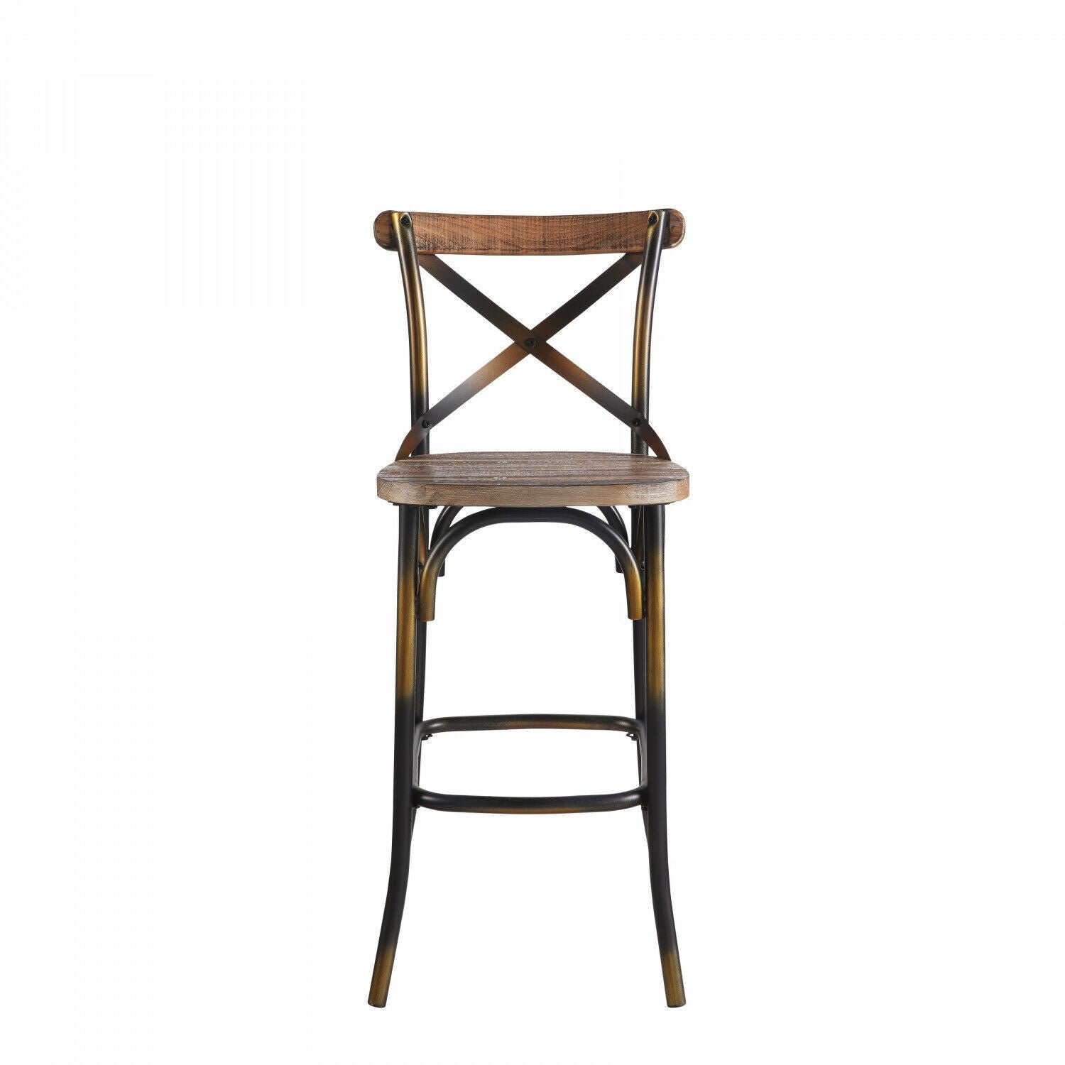 Rustic Bar Chair (1Pc) - Antique Copper & Antique Oak