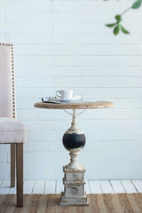 Small Distressed White Side Table - Retro Elegant