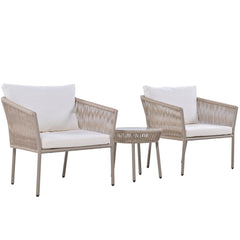 Woven Rope Outdoor Set, Luxury & Simple, including 2 single chairs and 1 coffee table