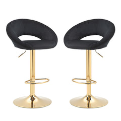 Modern Swivel Bar Stools Adjustable (Set of 2) - Black Velvet