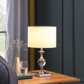 Satin Nickel Solid Crystal Orb Metal Table Lamp - Silver