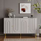 Modern Gray Lacquered 4 Door Wooden Cabinet Sideboard Buffet Server