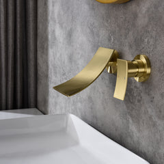 Wall Mount Widespread Bathroom Faucet - Gold
