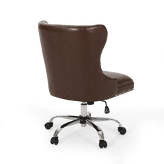 Contemporary Tufted Swivel Office Chair - Dark Brown