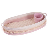 Baby Changing Handmade Woven Cotton Rope Moses Basket - Pink