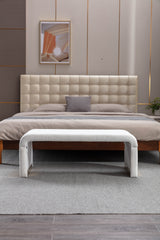 Boucle Fabric Footstool Bedroom Bench With Gold Metal Legs