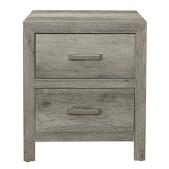 Nightstand Faux Wood Veneer Weathered Gray Finish