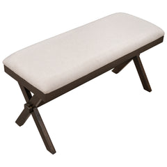 Farmhouse Rustic Wood Upholstered Bench