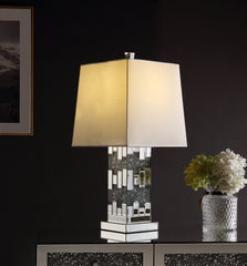 Silver Shade Table Lamp, Mirrored & Faux Diamonds