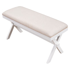 Farmhouse Rustic Wood Upholstered Bench