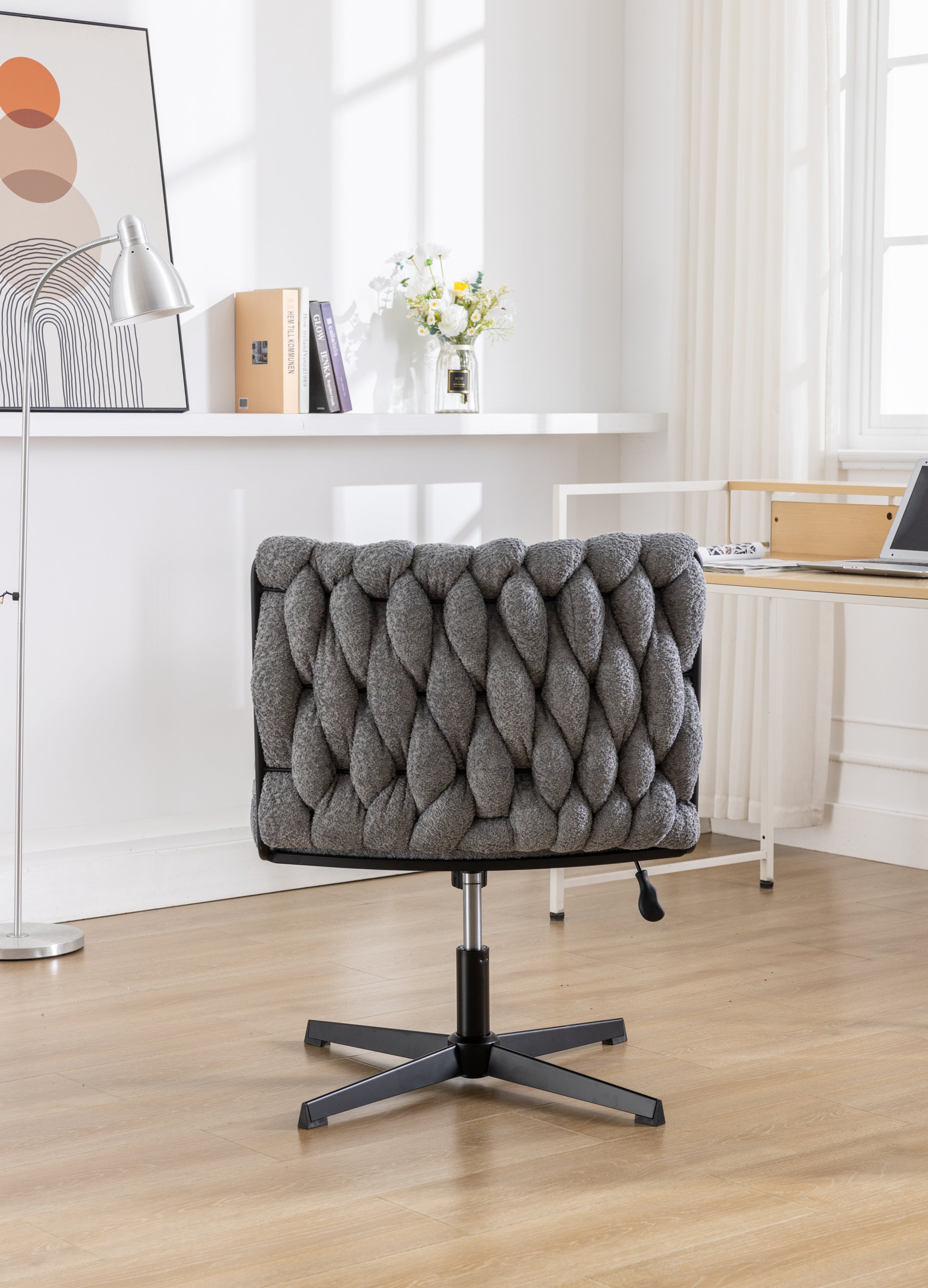 Armless Office Desk Chair No Wheels - Grey