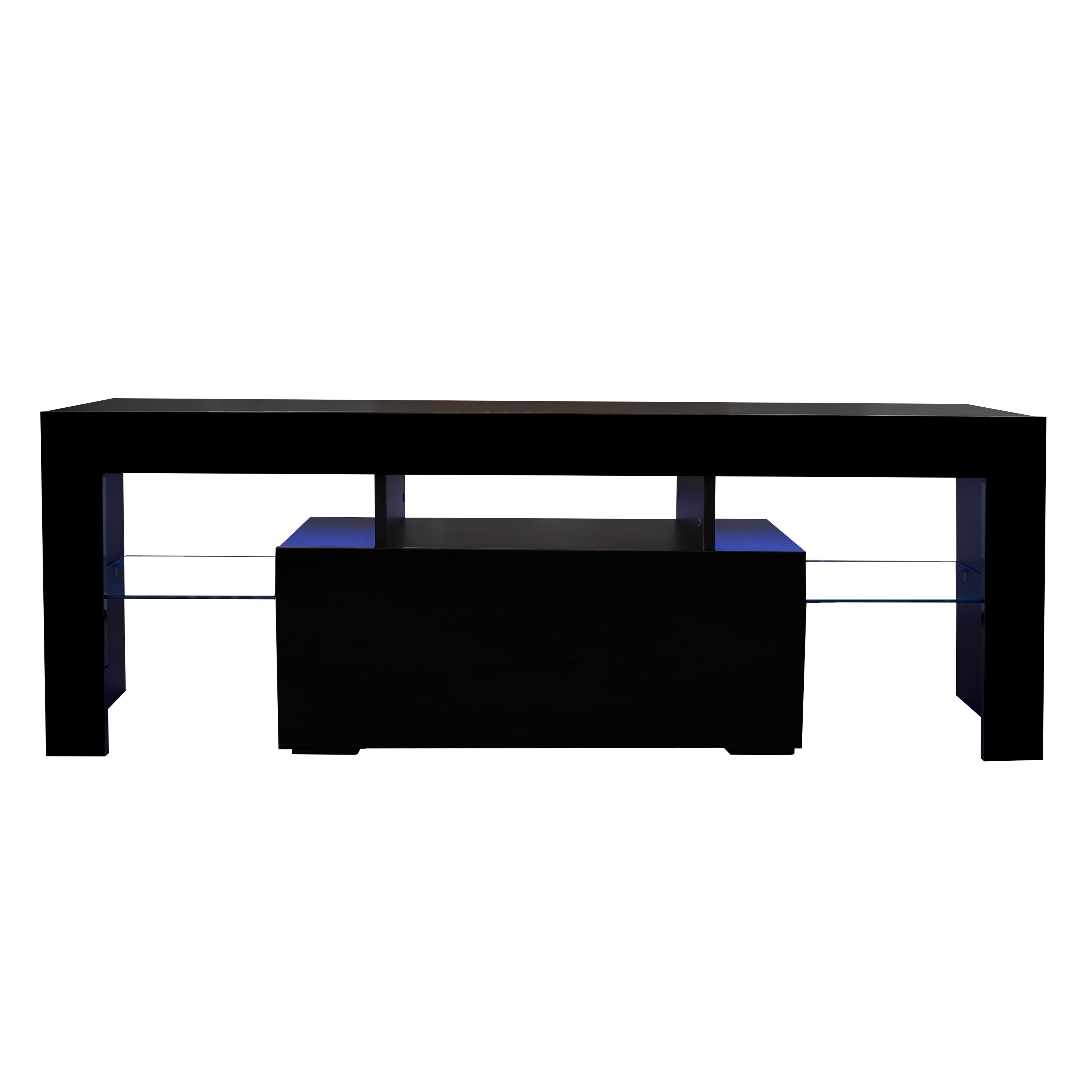 TV Stand with LED RGB Lights, Flat Screen TV Cabinet, Gaming Consoles - Black