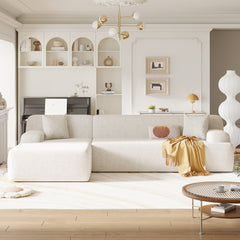 Modern Large L-Shape Modular Sectional Sofa 2 Piece Free Combination Simplified Style - Beige
