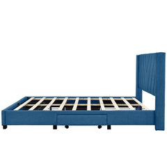 Queen Size Bed Linen with 3 Drawers - Blue