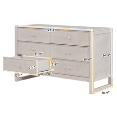 Rustic Wooden Dresser with 6 Drawers - Antique White